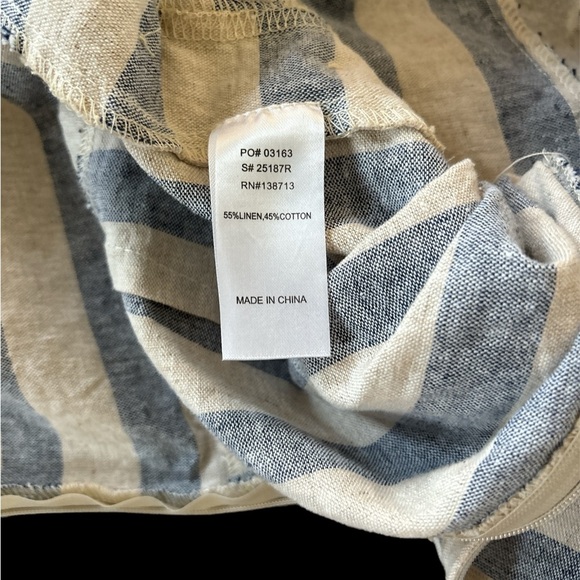 Altar’d State Jumpsuit Romper Blue White Stripe Linen Blend - Picture 7 of 7